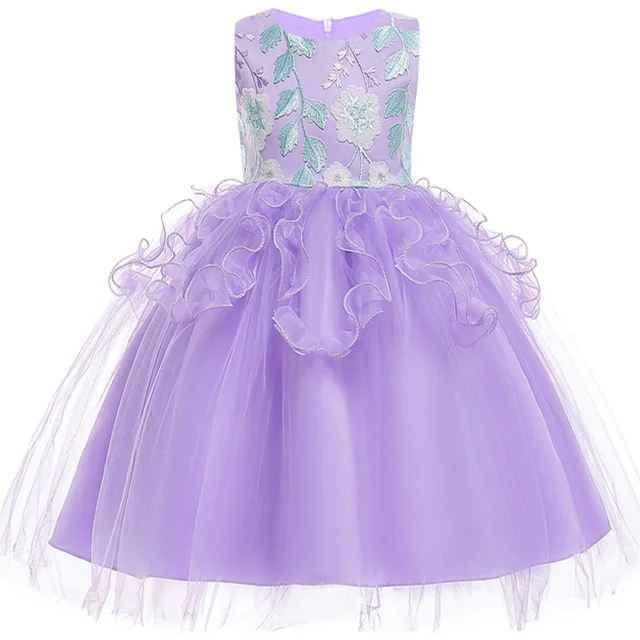 Buy Purple Baby Ear edge Lace girls dress children