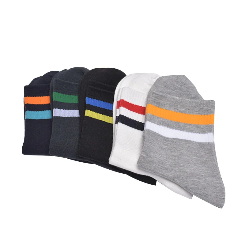 5 Pairs Men Socks Stripe solid color Cotton Breathable Male Middle Socks trend New SpringAutumn Soft 2019 Men's Clothing (3)