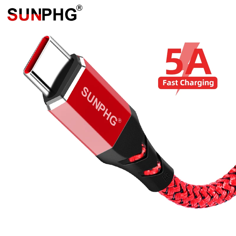 

SUNPHG Quick Charge Cable 5A For Huawei P20 Pro Supercharge USB C Fast Charging Type C 5 a 0.5m 1.2m 1.8m Super Charger Xiomi