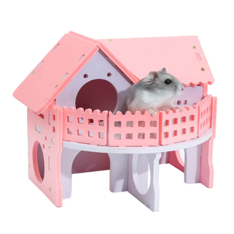 Natural Wooden Luxury Foldable Hamster House Hamster Toy Hamster