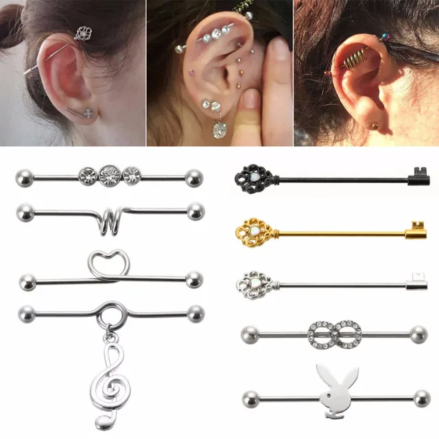 1 Pcs Hot Surgical Steel Bar Scaffold Ear Barbell 1 Pcs Hot Surgical Steel Bar Scaffold Ear Barbell Ring Body Piercing Earrings