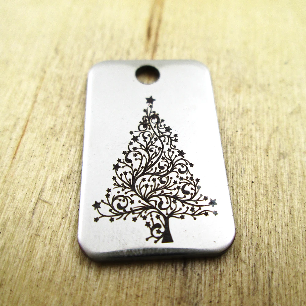 10pcs/lot-christmas tree stainless steel charms - Laser Engraved Customized DIY Charms Pendants | Украшения и аксессуары