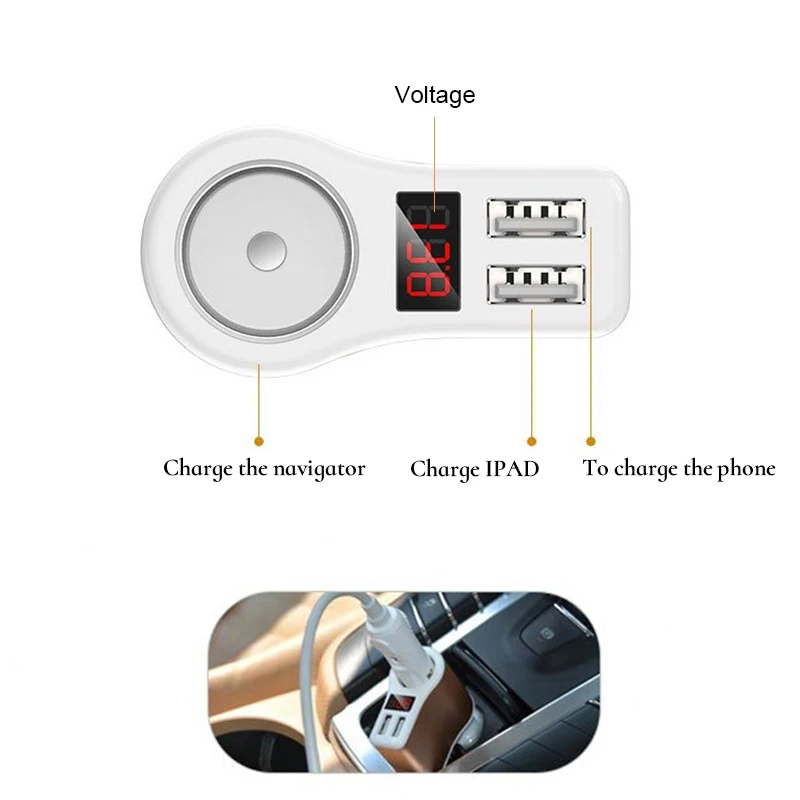 Быстрая зарядка 2 Порты и разъёмы USB 5 V 3.1A автомобиля Зарядное устройство с ЖК