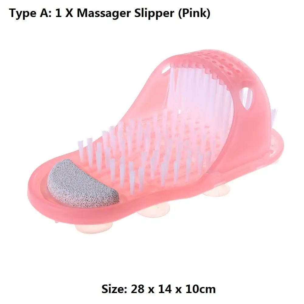 Plastic Bath Shower Feet Massage Slippers Bath Shoes Brush Pumice Stone Foot Scrubber Spa Shower Remove Dead Skin Foot Care Tool - Цвет: Type A Pink