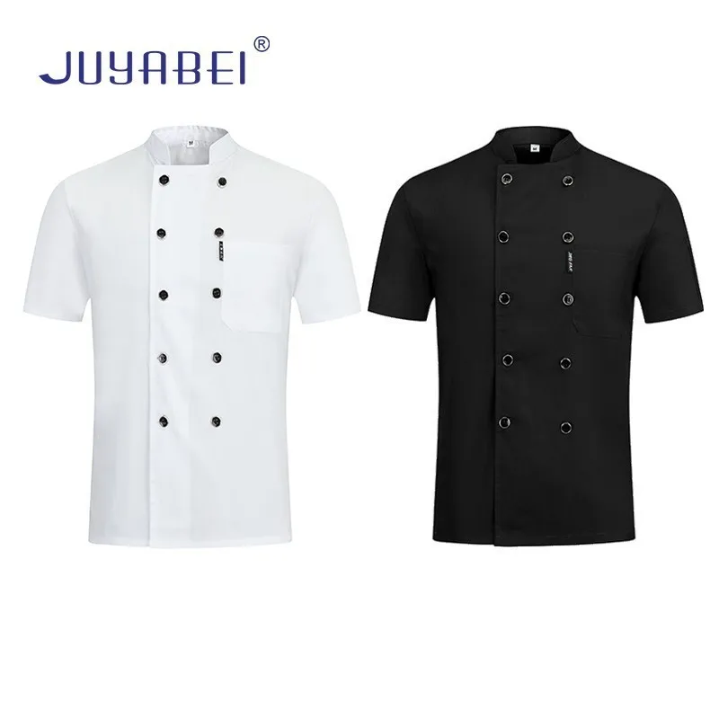 

Double-breasted Short-sleeved Chef Uniform Unisex Summer Kitchen Cooking Jacket Restaurant Hotel Hairdressers Salon Work Shirt