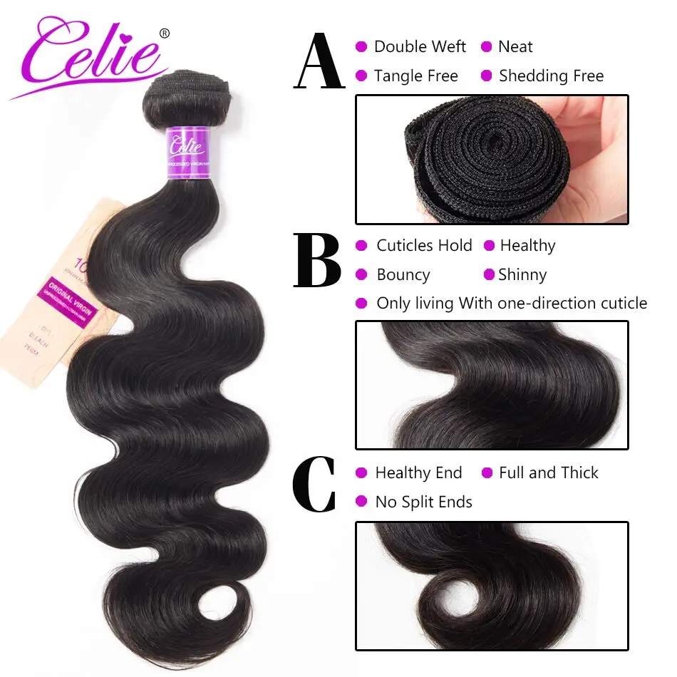 Brazilian Body Wave Bundles 4Pcs/Lot 100% Remy Human Hair Bundles 10-30 inch Brazilian Weave Deal Celie Hair