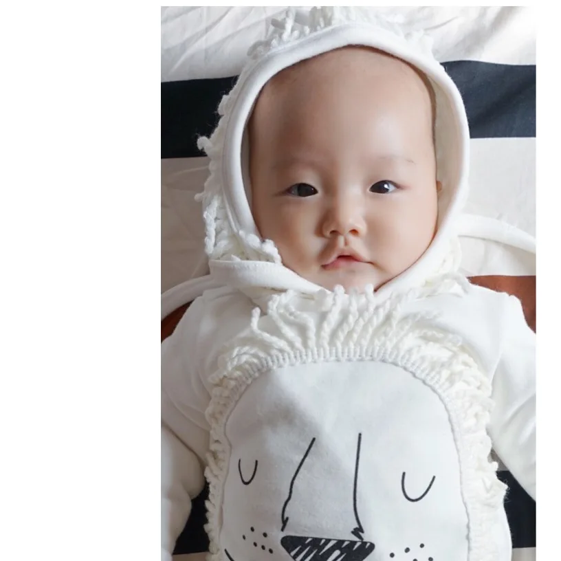 Лев Ребенка Комбинезон 2016 Новый Рождественский Детская Одежда Палевый Печати с