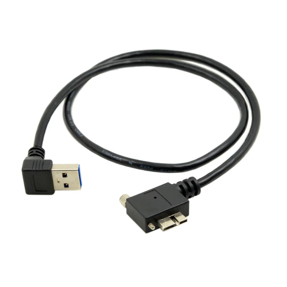 

Locking Screws Panel Cable Down Direction Angled 90 Degree USB 3.0 A Plug to Micro B Plug Right Angled 0.4m