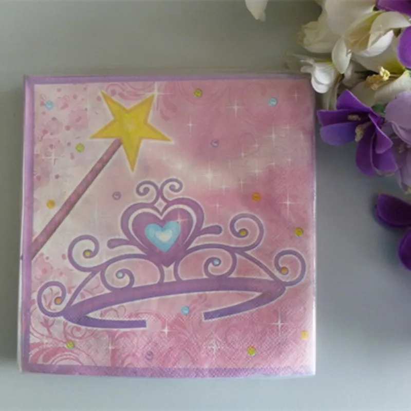 Paper Napkins Tissue Handkerchief Pink Princess Crown Star Decoupage Crafts Wedding Birthday