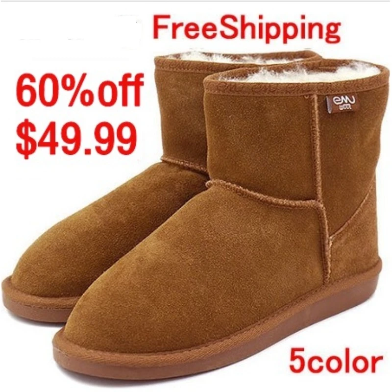 NEW EMYEMU Bronte Mini W20003 Cow Suede Genuine with 100 Wool inner Winter Snow Boots 5color