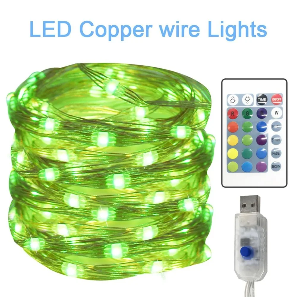 

16 Colors RGB 10 Meters USB Power Remote Control 100LED String Light for Outdoor Party Wedding Garland Tree Decoration