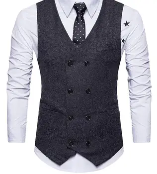 

Vintage Brown Double breasted Vests Wool British style custom made Mens suit tailor slim fit Blazer wedding suits for men