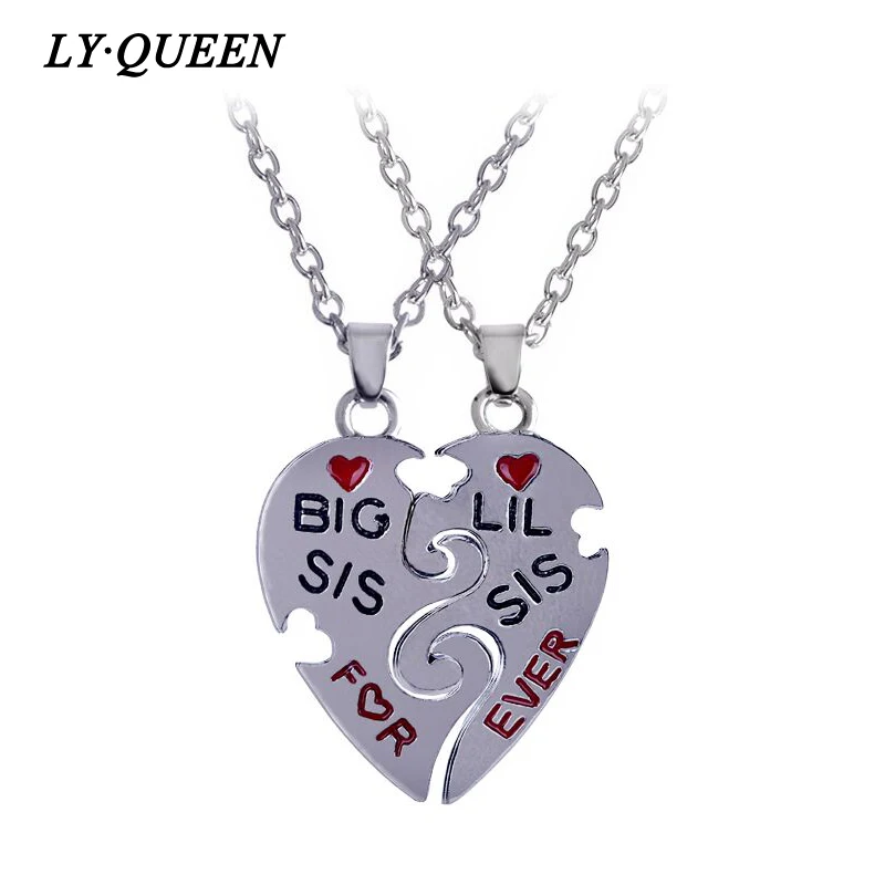 Ожерелье с надписью BIG SIS LIL Forever Sister Love Shape Always Good Best Дружба 2 шт./компл. | Украшения и