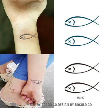 

MB Daily Hot Sale Waterproof Temporary Tatoos Sticker Harajuku Simple Cute Fish Design Sexy Wrist Finger Fake Tattoo New
