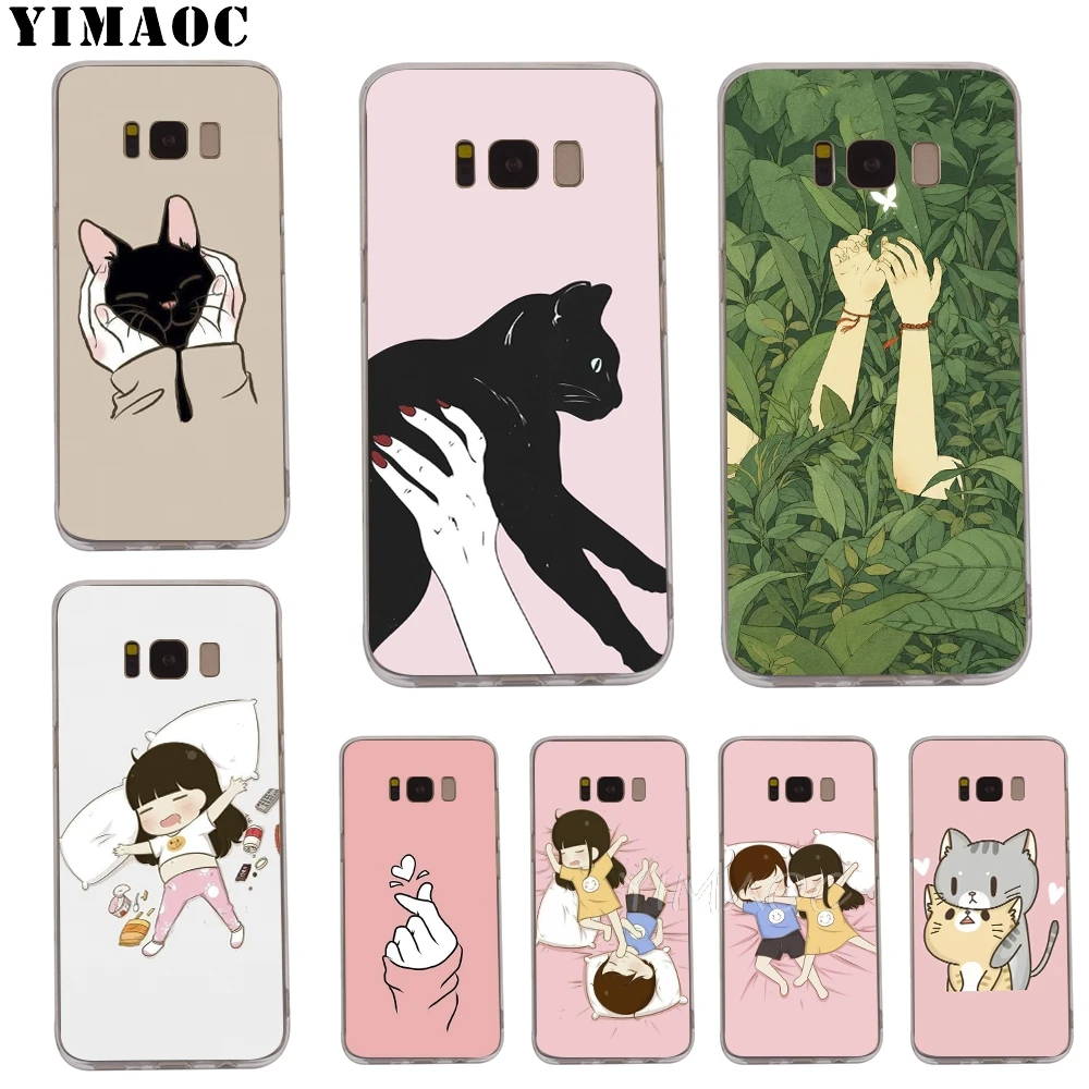 Мягкий ТПУ чехол YIMAOC Gato Negro для Galaxy j3 j5 j6 j7 A5 2016 2017 A6 A9 2018 Note 8 9 S7 edge S8 S9 S10 Plus S10e |