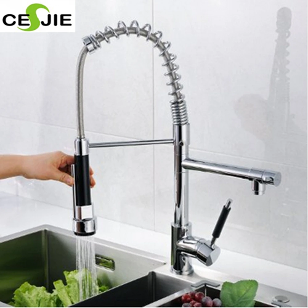 Wholesale And Retail Promotion Kitchen Faucet Deck Mount Single Handle Hole Dual Spouts Chrome Finish