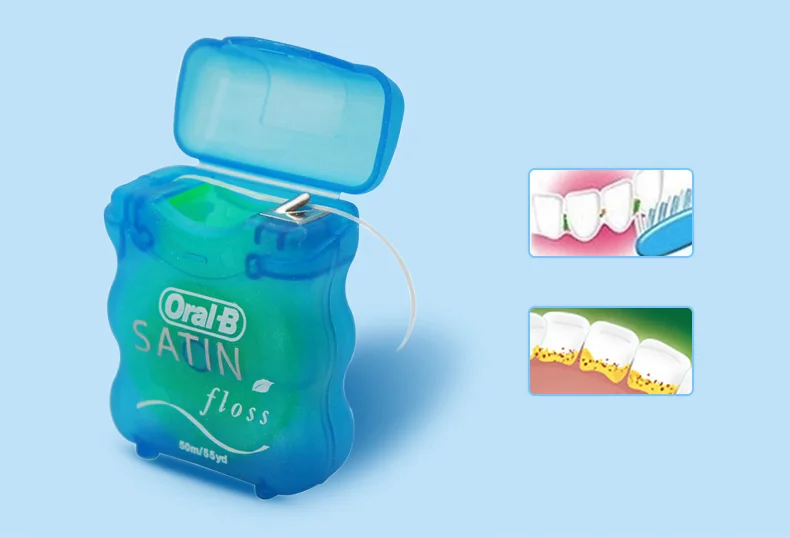 Oral Cetim Dental Floss Suave Limpeza Profunda Goma Cuidados Higiene Encerado Linha Plana Flosser Fresco Hortelã 50 m - Pcs 6 Pces = 1 Pacote b 14 Cheap Fio dental elétrico