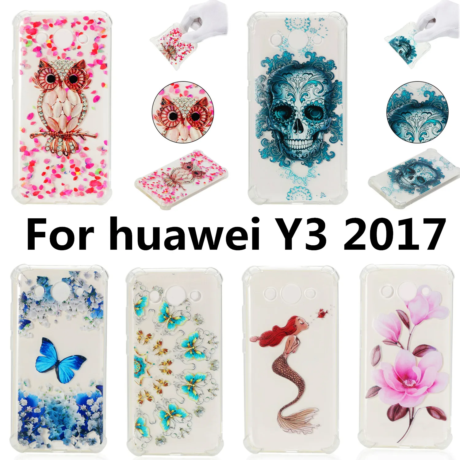 Цветной чехол из мягкого ТПУ для Huawei Y3 2017 чехол-накладка с рисунком силиконовый Y5