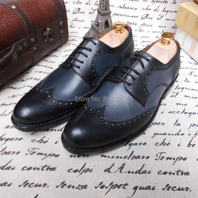 SKP69 New Arival Brand Men Genuine Leather Dress Oxford Shoes Wing Tip Men Handmade Flats  Wedding Derby Shoes -Accept OEM Brand