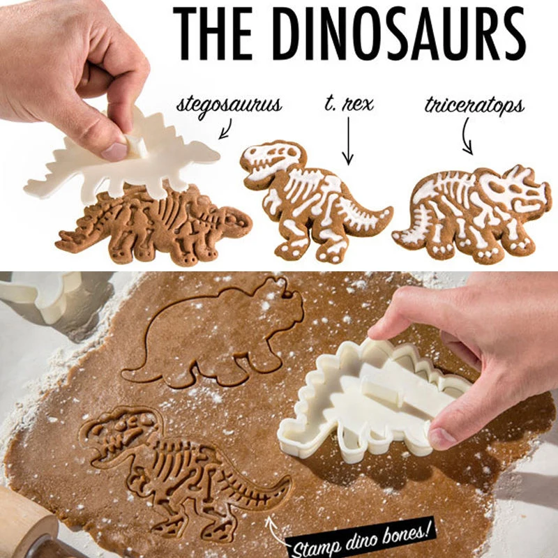 6Pcs Plastic Dinosaur Cookies Cutter Biscuit Pastry Cake Fondant Mould Set Home