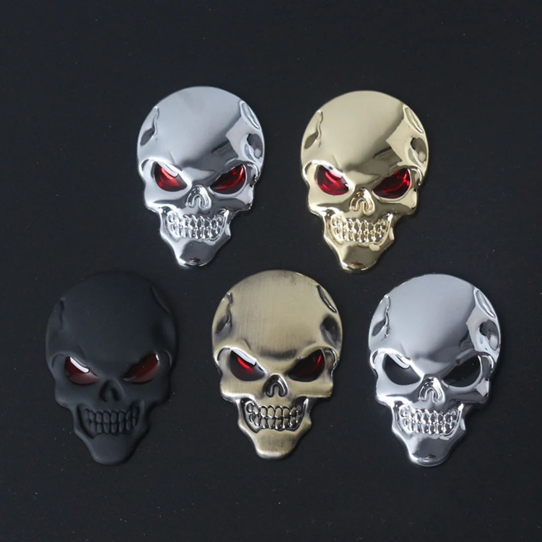

3D Bicycle Stickers 3D Motor Bike Stickers Car styling Metal Skull Skeleton Devil 3D Chrome Bone Scooter Sticker For Ford Honda