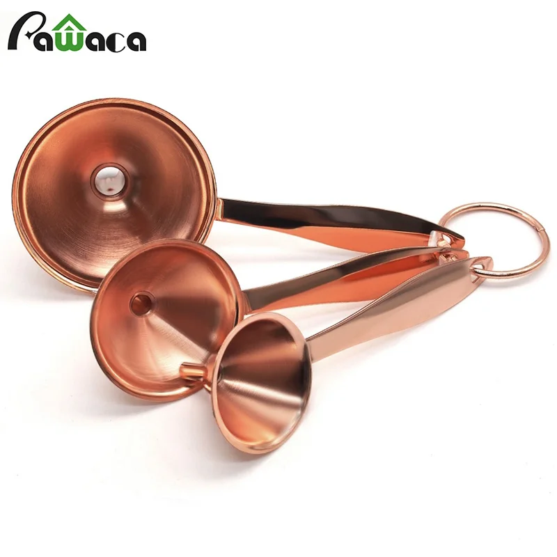 

3Pcs/set Portable Kitchen Funnel with Handle Stainless Steel Canning Jar Oil Honey Funnel for Small Large Bottle Container Use