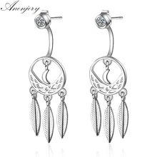 Anenjery двойного назначения серьги "Ловцы снов" модные 925 пробы Серебряные Листья серьги для женщин S-E721