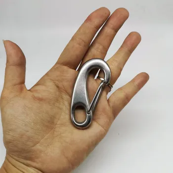 

4PCS 70mm Boat Marine Stainless Steel Egg Shape Spring Snap Hook clips Quick Link Carabiner Buckle eye shackle