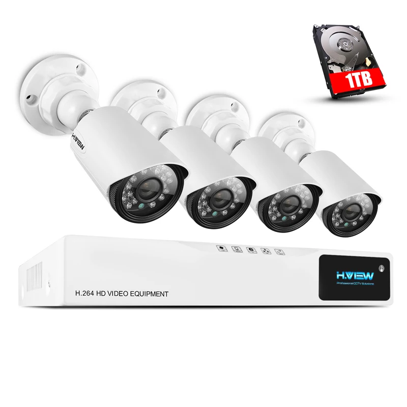 H.View 720P CCTV Security Camera System 1TB HDD CCTV Camera System 4CH AHD DVR 4 720P Security Camera Easy Smart Phone Access H.View 720P CCTV Security Camera System 1TB HDD CCTV Camera System 4CH AHD DVR 4 720P Security Camera Easy Smart Phone Access