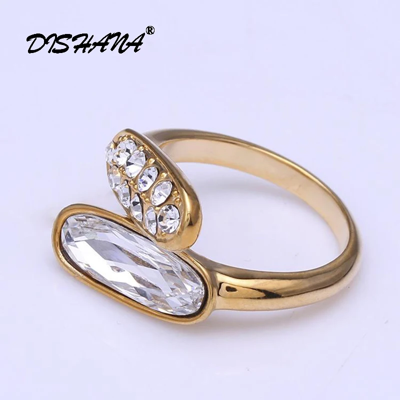 

Brand Ring Vintage Retro Letter Ring jewelry Rose Gold -color Clear Austrian Crystal Ring Free Shipping (KA0063-2)