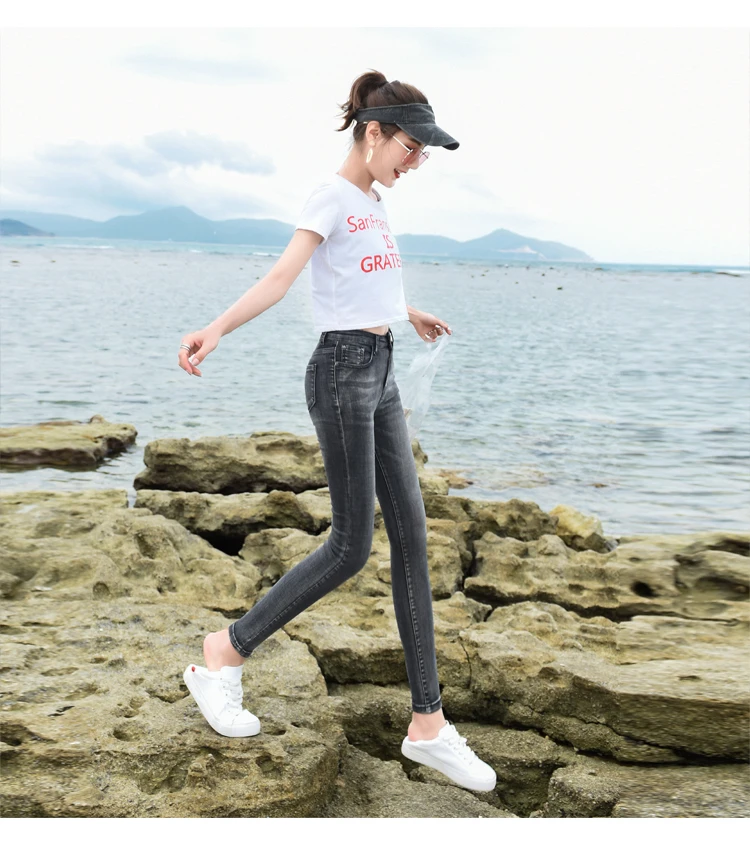 Высокая талия обтягивающие джинсы плюс размер 5XL черные джинсы карандаш для женщин брюки для женщин джинсовые стрейч тонкие корейские модные однотонные Новые