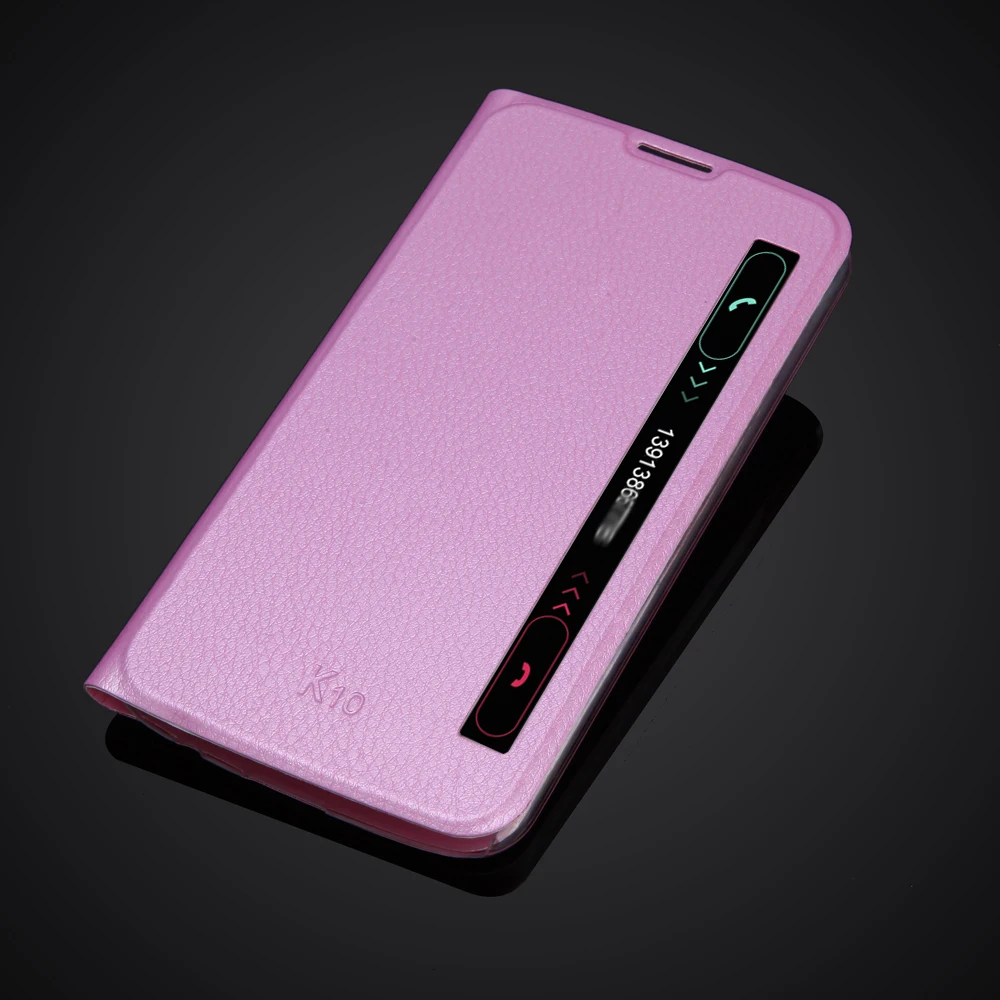 Умный Быстрый Чехол с окошком для LG K10 K410 K420N, супертонкий флип-чехол с функцией автоматического сна, кожаный чехол - Цвет: Розовый
