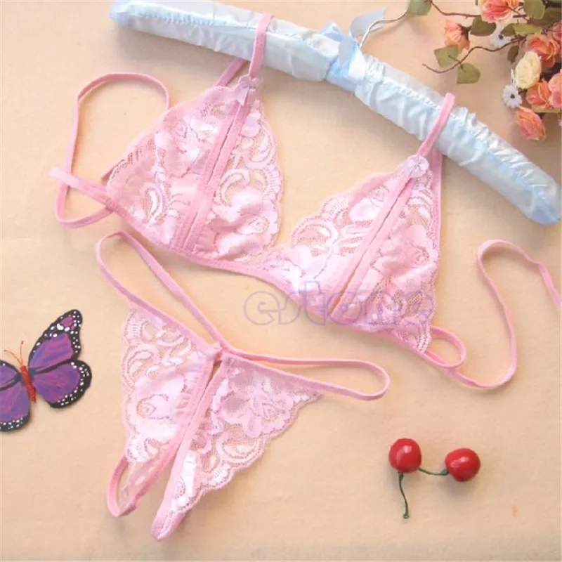 2 piece Set sexy lingerie hot 2017 Erotic Lingerie Lace Blossom Women's Bra T-back G-string Underwear Lace Gather Slim