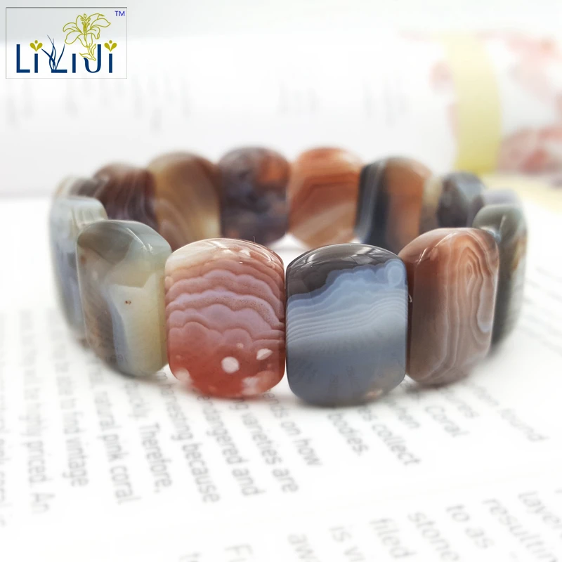 

Natural Stone Botswanna Banded Agate Bracelet stone about 15x20mm Bracelet size about 7.5'' Fashion Jewelry