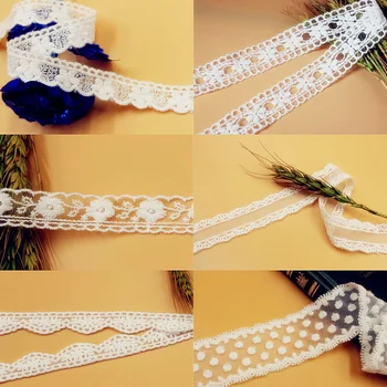 

Bow Tie Lace Trims Double Sides Cotton Embroidery Lace 14 Yds Off White Border Eyelet Mesh Trim DIY Garment Accessories 2cm-10cm