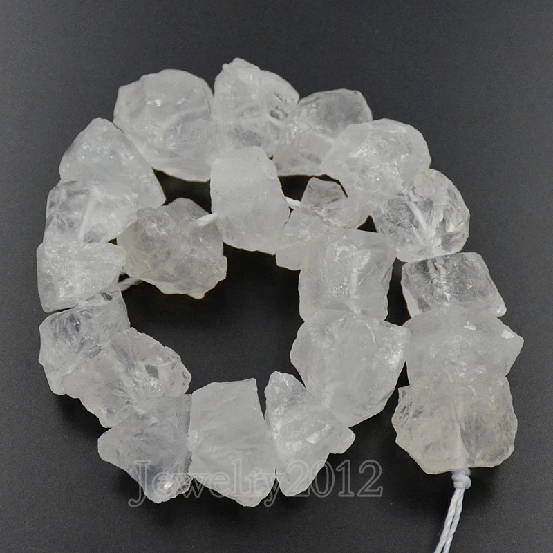 

2 Strands/Lot Natural Clear Quartz Raw Rough Nugget Gem Stones Baroque Freeform Beads 14-16mm 15.5" Mid Drilled Wholesale