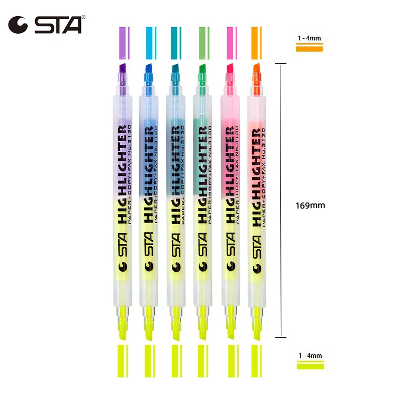 

STA Twin Tip Art Marker 6Colors/Box Highlighter Pen For Text Separator Student Stationery Watercolor Manga Painting Art Supplies