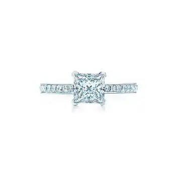 

Real Solid 18K White Gold 1CT Princess Simulate Diamond Engagement Ring Stamp G18K All Life Time Free Replacement Warranty