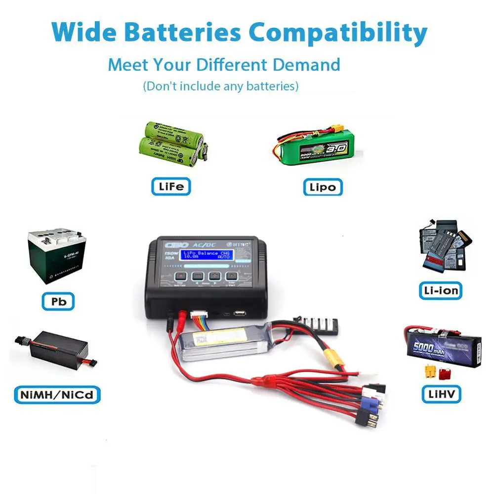 HTRC C150 lipo зарядное устройство AC/DC 150 Вт 10A RC батарея баланс смарт-зарядное устройство для LiPo LiHV жизнь Lilon NiCd NiMh Pb батарея dis зарядное устройство