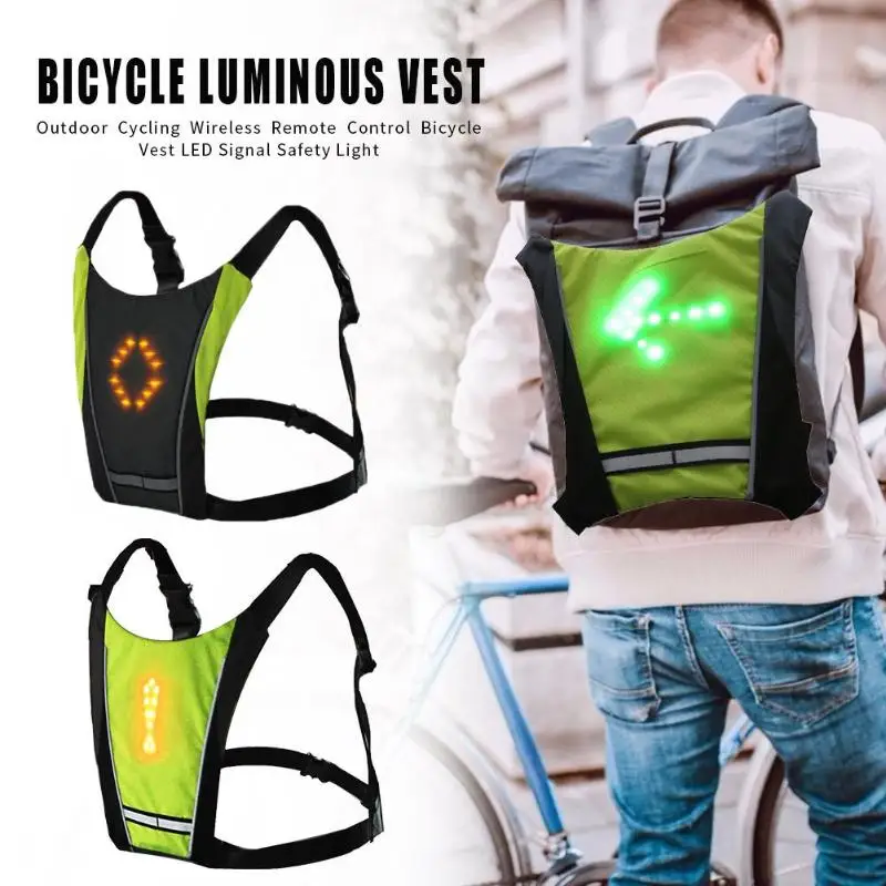 

Cycling Bike Vest LED Wireless Remote Control Night Safety Warning Guiding Light
