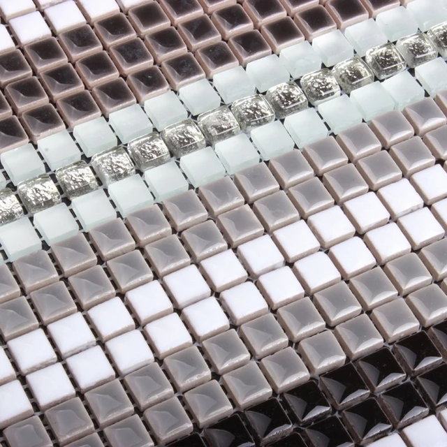 Noir gris blanc en céramique mixte cristal mini carreaux de ... Salle de bain mosaique noir