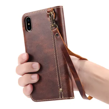 

TOP Level Genuine Leather Wallet Case for iPhone XR Case for iPhone XS Case Cover Flip Phone Bag for iPhone XS Max Cases Skin