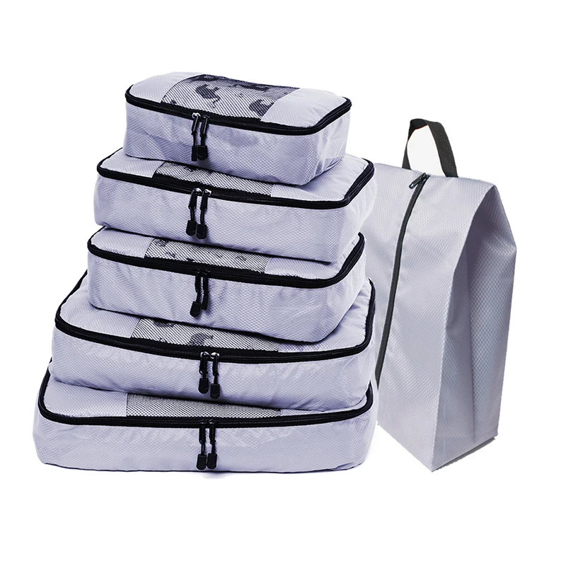 

QIUYIN 5 Set Packing Cubes Lightweight Travel Luggage Packing Organizer Suitcase Organizers Laundry Bag(Grey)(Red)(Violet)