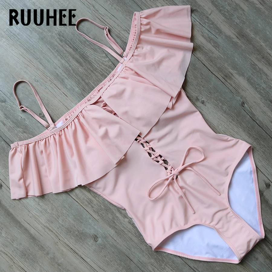 RUUHEE Swimwear Women One Piece Swimsuit 2017 Bodysuit Sexy Off Shoulder Bathing Suit Swimming Suit Monokini Maillot De Bain XL ruuhee new swimwear women one piece swimsuit pink bodysuit 2017 bathing suit monokini swimming suit for women maillot de bain