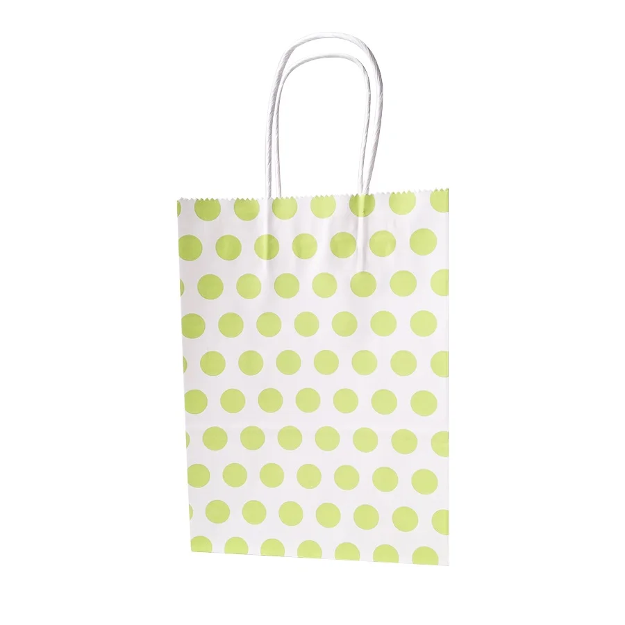 40 шт./партия, 16x22 см, модный бумажный пакет с ручкой, цветные, в горошек, вечерние, подарочная упаковка, Подарочная сумка - Цвет: Зеленый