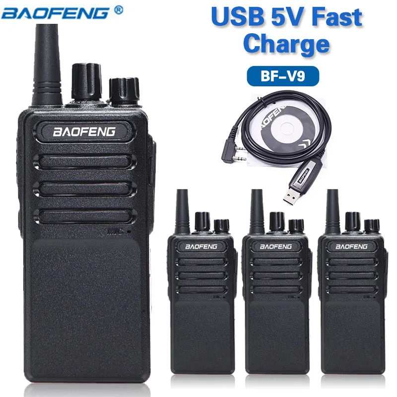 4 шт. 2020 Baofeng BF V9 5В USB быстрая зарядка иди и болтай Walkie Talkie UHF 400 470 МГц радио