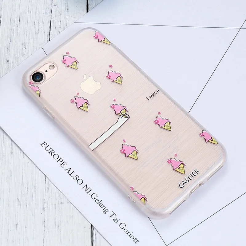 CASEIER Милый Летний рельефный мягкий чехол для телефона iPhone X 7 8 6 S чехлы из ТПУ с