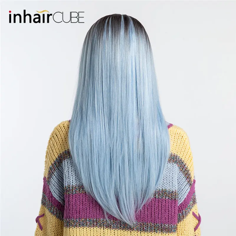 Inhair Cube 26 дюймов Синтетические длинные прямые парики натуральный омбре с