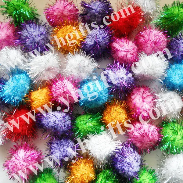 300PCS LOT 4 5cm Glitter pompom Multicolor pom pom Craft material Christmas ornament Hat decoration Freeshipping