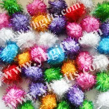 300PCS LOT 4 5cm Glitter pompom Multicolor pom pom Craft material Christmas ornament Hat decoration Freeshipping